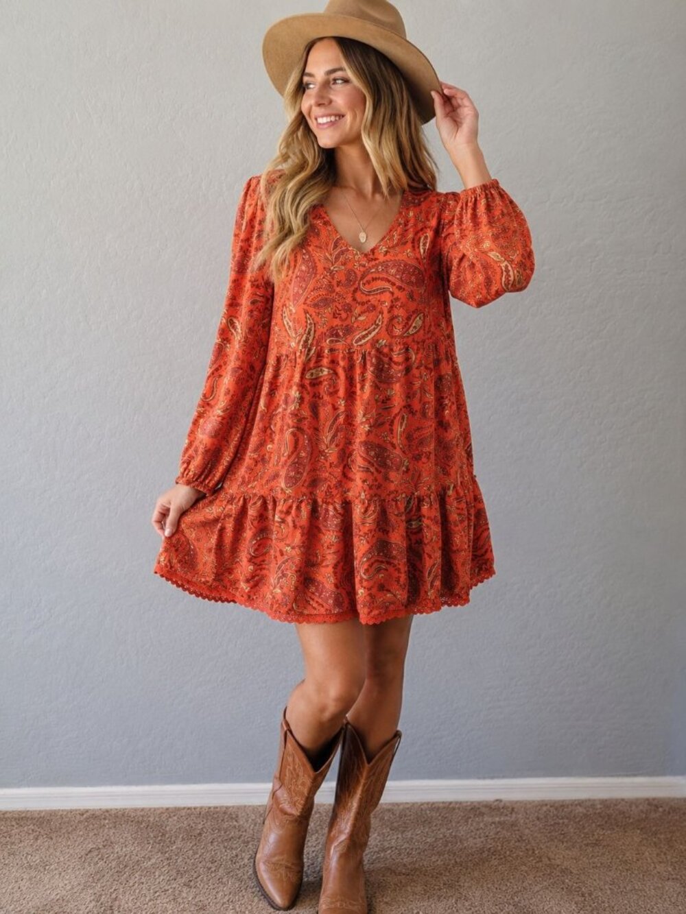 Harlow & Rose | Dresses | Harlow Rose Long Sleeve Dress Size M Bohemian Western